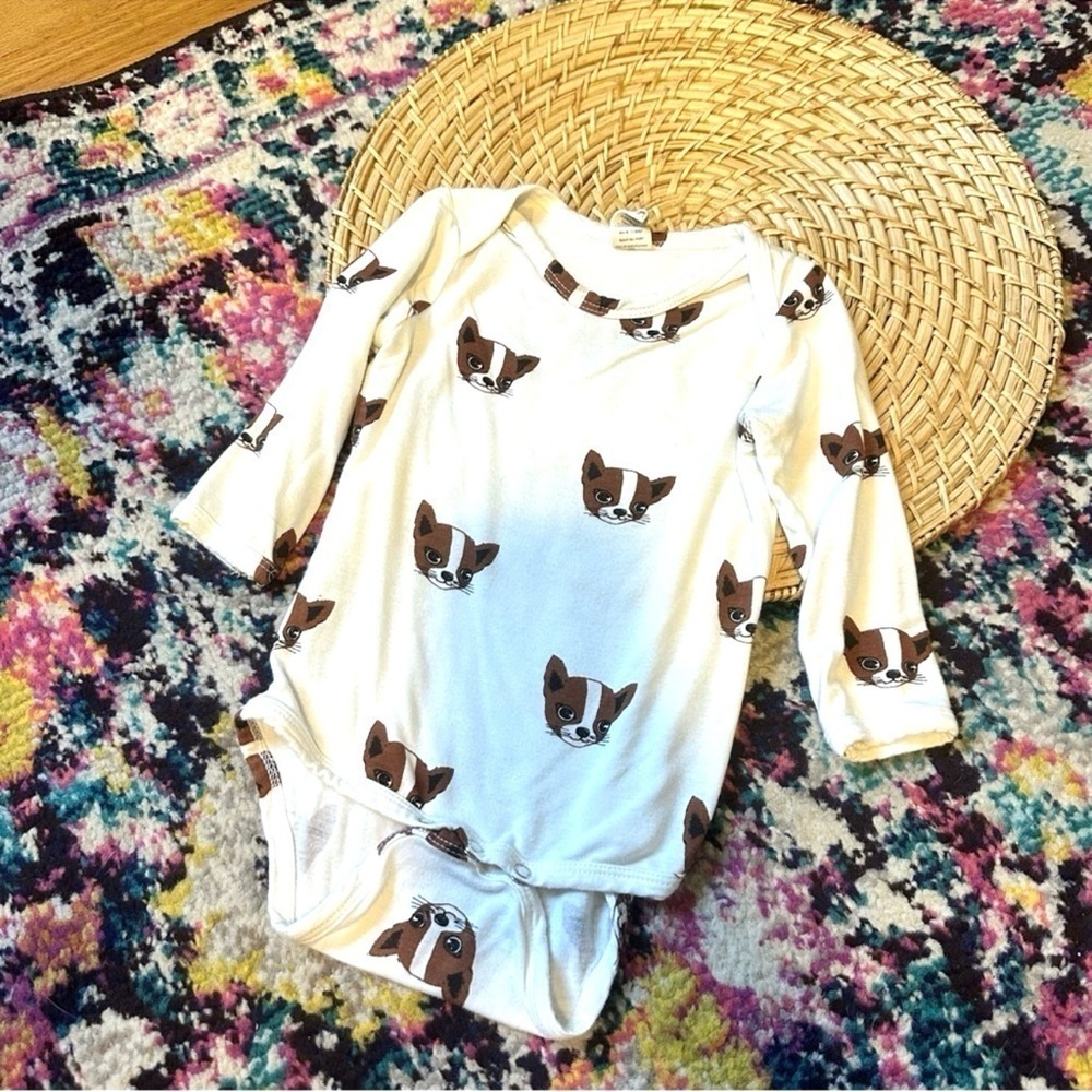 Kate Quinn Chihuahua Dog Print Long Sleeve Bodysuit